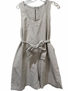 Reifhaus Small Tan Beige Linen Cotton Blend Romper with Tie Minimalist B8